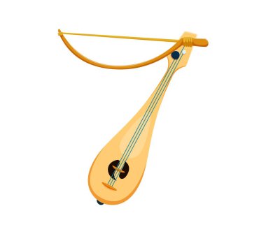 Kemenche 7 basamaklı müzik aleti sembolü. Müzisyen antik sicim müzik enstrümanı İngilizce ABC izole vektör numarası sembolü, etik müzik festivali akustik ekipman tip yedi basamaklı