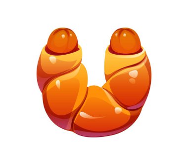 Fast food kruvasan yemeği ABC font harfi U. Sokak menüsü iştah açıcı yazı tipi yazı tipi ögesi, fast food kafe abur cubur vektörü ABC yazı seti sembolü. Fast food hamur işi İngiliz alfabesi veya yazı tipi harfi