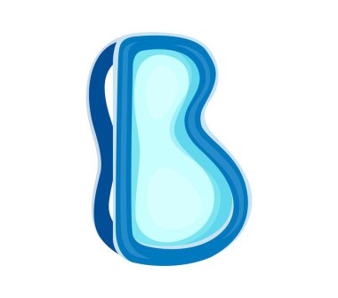 Yaz yolculuğu yazı tipi, B harfi İngiliz alfabesindeki yazı tipi için dalış maskesi, vektör tipi. Seyahat yazı tipi B harfi şnorkel maskesi şeklinde ya da yaz tatilleri için dalış tipi yazı tipi