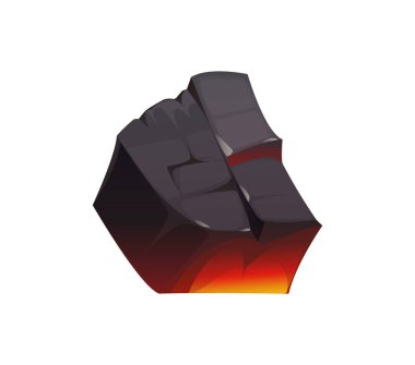 Izgarada kızgın kömür kömürü var. Barbekü kızgın kömür parçası, şömine ya da şenlik ateşi kırmızı yakıt yığını. Barbekü ızgarası izole edilmiş vektör kor kömür ya da yakacak odun parçası