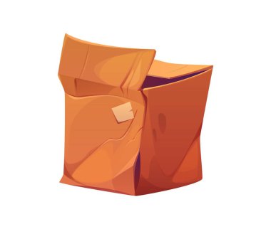 Paket kutusu hasarlı ya da kırık karton paket, vektör teslimatı. Yırtık kenarları ve açık kapaklı, nakliye ve teslimat hasarı yüzünden buruşmuş ve parçalanmış bir teslimat kutusu.