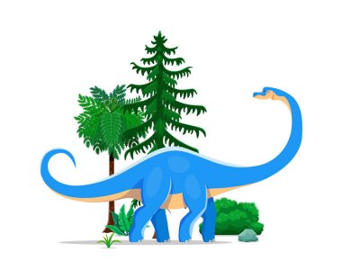 Dinozor, Datousaurus türünün tarih öncesi kertenkelesi, vektör dino hayvan. Dev dinozor ya da Datousaurus Sauropod çocuk paleontoloji ansiklopedisi için ormandaki Jurassic çağının kertenkelesi.