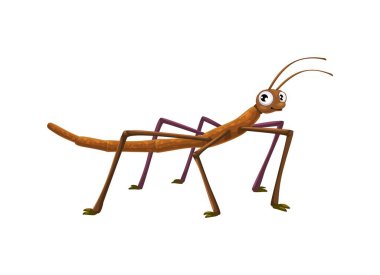 Çizgi film komik sopa çekirgesi karakteri ya da çocuklar için böcek maskotu, izole vektör. Çizgi film sopa böceği böceği yüzünde gülümseme ve küçük sevimli böcek karakteri için büyük pörtlek gözlü