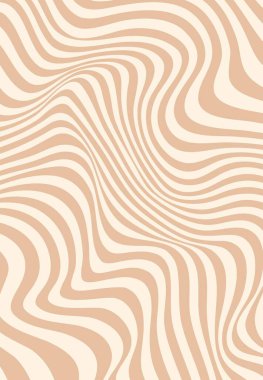 Trippy deforme bej dalga motifli ya da desenli. Dalgalı çizgi, harika retro vektör modeli, psikedelik y2k dokusu. Sapmış spiral funky arkaplan ya da eski moda duvar kağıdı baskısı