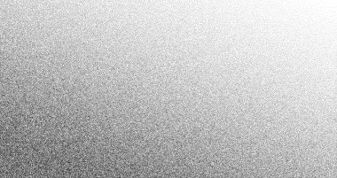 Gradyan ses tahıl arka planı. Vektör soyut grunge monokrom yüzeyi, ince eğimli nokta desenli nokta dokusu. Siyah noktalı kum tanesi etkisi. Stokastik benek spreyi ile kapla