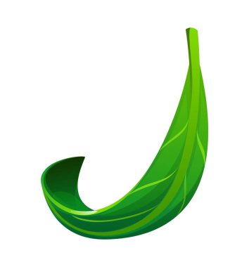 Ağaç yeşili yazı tipi J harfi. Doğal temiz ekoloji İngiliz alfabesi yazı tipi harfi, yeşil yapraklı karikatür izole vektör çocuklar ABC yazı tipi elemanı. Ağaç yaprağı türü sembolü veya Latince yazı tipi işareti