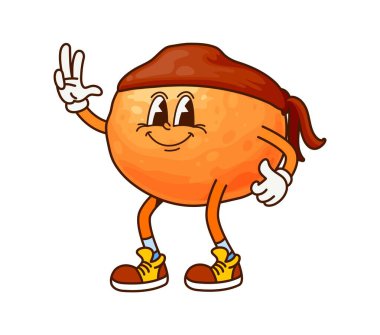 Çizgi film, turuncu meyve korsanı ya da korsan karakteri, vektör komik kişiliği. Mandalina, greyfurt ya da korsan bandanasında korsan çizgi film karakteri olarak komik suratlı portakal meyvesi.