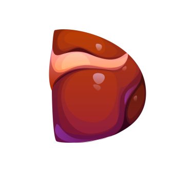 İlaç yazı tipi, karaciğer organı D harfi sağlık sembolü, tıp organı karikatür vektörü ABC font ögesi. Tıbbi İngilizce alfabe işareti veya hastane daktilo harfleri