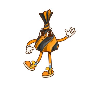 Çizgi film, cadılar bayramı mantarı, tatlı şeker karakteri. Çizgili siyah ve turuncu ambalajlı ve hippi ayakkabılı komik pastacı kişiliği. Gülümseyen pastaneler, çocuklar için komik bir tatlı.