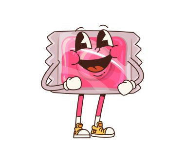 Pembe şeker ya da tatlı atıştırmalık neşeli karakter. Jöle şekerli, hoş, harika vektör karakteri, karamelli atıştırmalık neşeli karakter. Şeffaf ambalaj komik kişiliği olan şekerleme tatlısı.