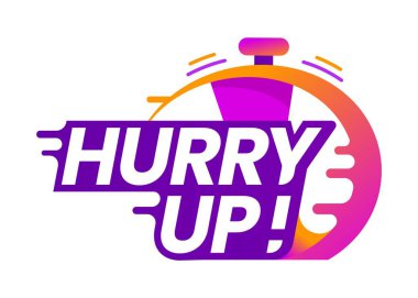 Acele et, kronometre saati ikonu son şans teklifi ve satış promosyonu için, vektör bayrağı. Sınırlı zaman anlaşması ya da son indirim için acele simge ve mağaza reklamı için son dakika reklam afişi