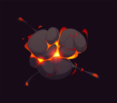 Bomba patlaması etkisi, çizgi filmlerdeki çizgi roman patlaması bulutlu duman patlaması, vektör patlaması. Bomba ya da nükleer patlama enerji patlaması ve TNT 'nin patlayan duman bulutları VFX etkisi