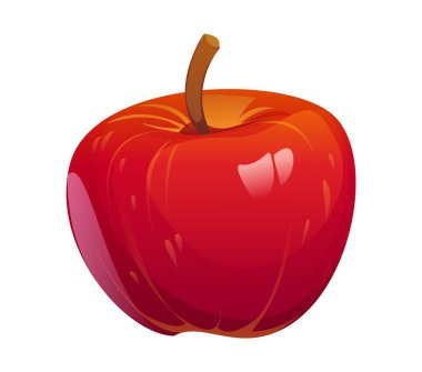 Kırmızı elma meyvesi Şükran Günü bayramın ve hasat sembolün kutlu olsun. Çizgi film vektörü sağlıklı bahçe vitamini yiyeceği, canlı yakut derili sulu bitki, tatlı bir tat ve gevrek bir doku, besleyici atıştırmalık.