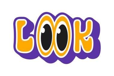 Bak Y2K stiovy sticker ya da vintage tag. Retro pozitif funky vektör yaması, şirin çizgi film çıkartması. Klasik 80 'lerin Y2K etiketi ya da renkli görünümlü komik 60' ların modası.