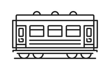 Tren vagonu ya da metro vagonu ikonu, vektör piktogram. Demiryolu ve demiryolu hattı metro yeraltı ve tramvay ya da tren vagonlarının simgesi.