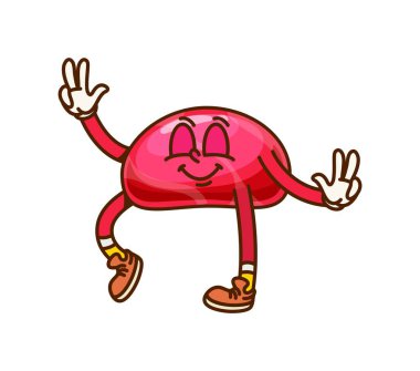 Çizgi film harika pembe cadılar bayramı şekerleme karakteri. Çocukların şaka mı şeker mi partisi için izole edilmiş komik tatlı. Tatlı pastane retro y2k kişiliği, gülen yüz, neşeli bayram atıştırmalığı.