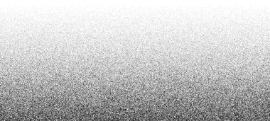 Gürültü noktalı arkaplan. Vektör nokta kalıbı. Soyut grunge monokrom yüzeyi, stokastik noktalama spreyi ile örtüşüyor. Monokrom noktalı doku ve ince bir eğim var. Siyah noktalı kum etkisi