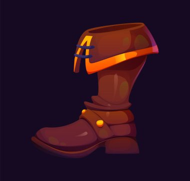 Çizmeli korsan çizmesi ya da denizci ayakkabısı ve denizci ayakkabısı, vektör ikonu. Korsan kostümlü deri bot tokalı, denizci ya da eski moda veya ortaçağ üniformalı denizci ayakkabıları.