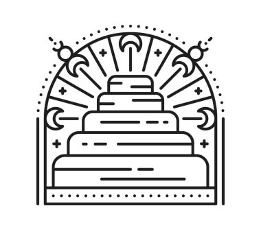 Mısır firavunu ezoterik çizgi dövmesi ya da sembolü. Mısır mitolojisi kutsal çizgi sanat sembolü, Afrika medeniyeti tarot sembolü. Antik kültür esrarengiz anahat dövmeli antik piramit