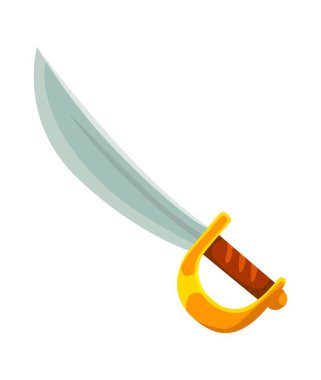 Korsan haydut çizgi film kılıç oyunu objesi. Korsan korsan fantezi kılıç vektör ikonu, korsair denizci bıçağı video oyunu varlığı. Korsan eşkiyası! Altından yapılmış eski bir kılıç!