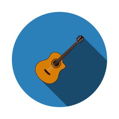 Akustik Gitar Simgesi. Renk Doldurma Tasarımı ile Düzenlenebilir Kalın Tasarım. Vektör İllüstrasyonu.