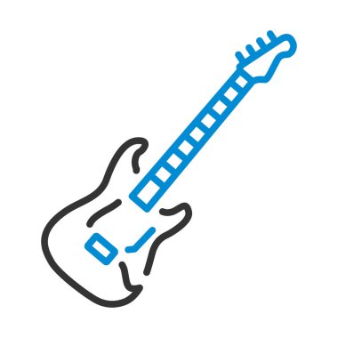 Elektro Gitar Simgesi. Renk Doldurma Tasarımı ile Düzenlenebilir Kalın Tasarım. Vektör İllüstrasyonu.