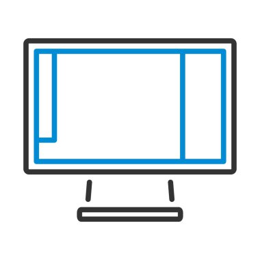 Ekrandaki Fotoğraf Düzenleyicisinin Simgesi. Renk Doldurma Tasarımı ile Düzenlenebilir Kalın Tasarım. Vektör İllüstrasyonu.