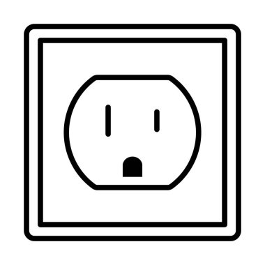 Elektrik prizi simgesi. Düzenlenebilir genişlikte kalın tasarım. Vektör İllüstrasyonu.