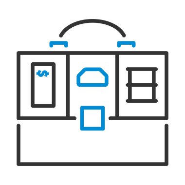 Petrol, Dolar ve Altın Bölümü Evrak Kutusu Simgesi. Renk Doldurma Tasarımı ile Düzenlenebilir Kalın Tasarım. Vektör İllüstrasyonu.