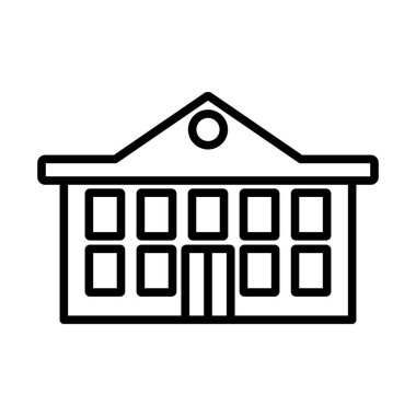 Okul Binası Simgesi. Düzenlenebilir genişlikte kalın tasarım. Vektör İllüstrasyonu.