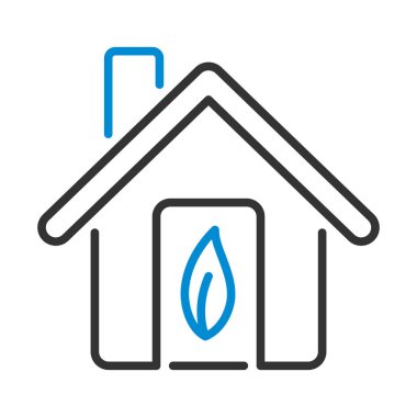 Yaprak Simgesi ile Ekolojik Ev. Renk Doldurma Tasarımı ile Düzenlenebilir Kalın Tasarım. Vektör İllüstrasyonu.