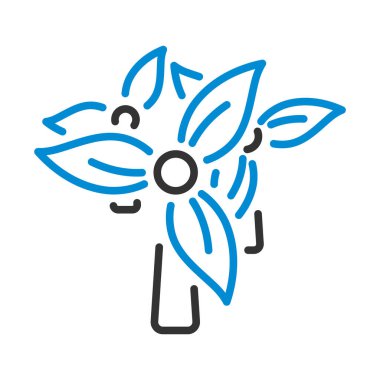 Rüzgâr değirmeninde Yapraklar Simgesinde. Renk Doldurma Tasarımı ile Düzenlenebilir Kalın Tasarım. Vektör İllüstrasyonu.