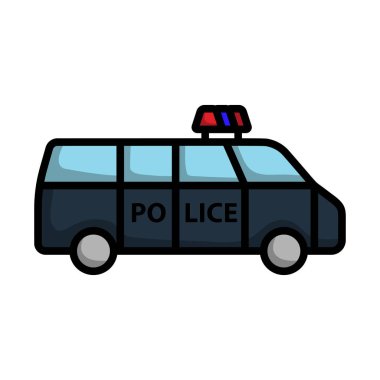 Polis Van Icon. Renk Doldurma Tasarımı ile Düzenlenebilir Kalın Tasarım. Vektör İllüstrasyonu.