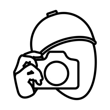 Kamera Simgesi ile Dedektif. Düzenlenebilir genişlikte kalın tasarım. Vektör İllüstrasyonu.