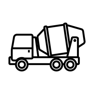 Beton Karıştırıcı Kamyonu Simgesi. Düzenlenebilir genişlikte kalın tasarım. Vektör İllüstrasyonu.