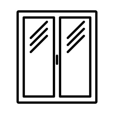 Kapalı Pencere Çerçevesi Simgesi. Düzenlenebilir genişlikte kalın tasarım. Vektör İllüstrasyonu.