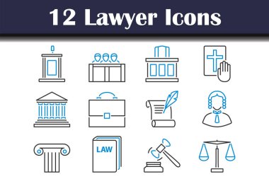 Avukat Simgesi Ayarlandı. Renk Doldurma Tasarımı ile Düzenlenebilir Kalın Tasarım. Vektör İllüstrasyonu.