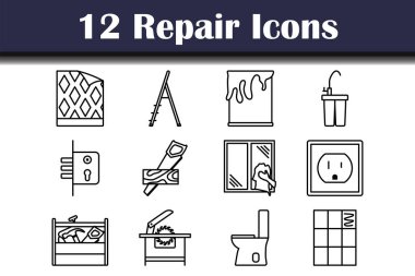 Simge Tamir Ayarları. Düzenlenebilir genişlikte kalın tasarım. Vektör İllüstrasyonu.