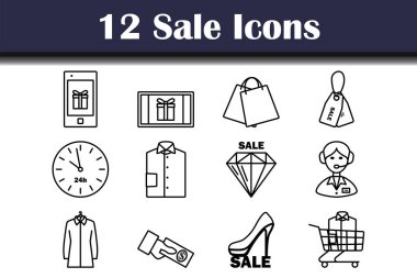 Satış Simgesi Seti. Düzenlenebilir genişlikte kalın tasarım. Vektör İllüstrasyonu.