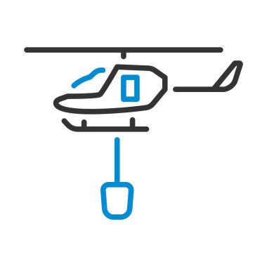 İtfaiye Helikopteri Simgesi. Renk Doldurma Tasarımı ile Düzenlenebilir Kalın Tasarım. Vektör İllüstrasyonu.