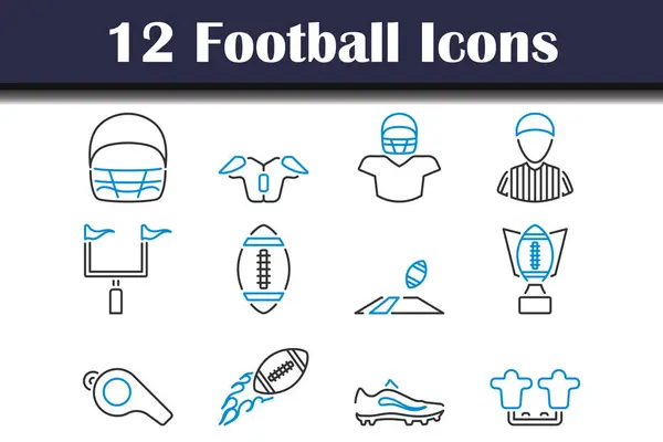 Football Icon Set Editable Bold Outline Color Fill Design Vector — Vettoriale Stock