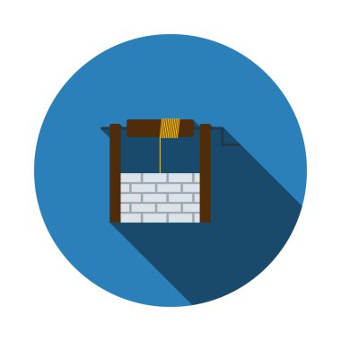 İyi Simge. Uzun Gölgeli Düz Çember Şablon Tasarımı. Vektör İllüstrasyonu.