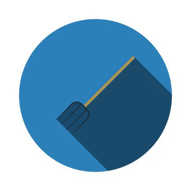 Pitchfork Simgesi. Uzun Gölgeli Düz Çember Şablon Tasarımı. Vektör İllüstrasyonu.