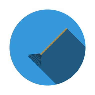 Tırmık Simgesi. Uzun Gölgeli Düz Çember Şablon Tasarımı. Vektör İllüstrasyonu.