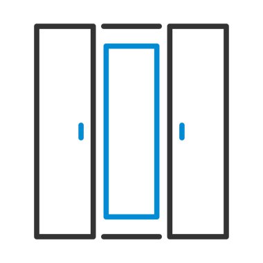 Aynalı ikonlu gardırop. Renk Doldurma Tasarımı ile Düzenlenebilir Kalın Tasarım. Vektör İllüstrasyonu.