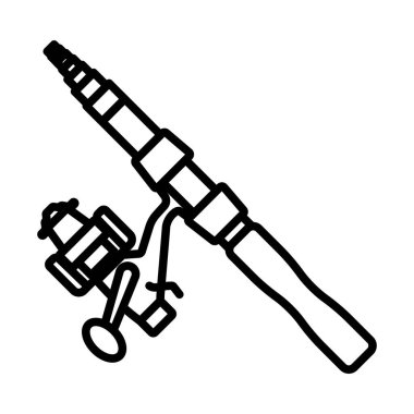 Kavisli balık tutma takımının simgesi. Düzenlenebilir genişlikte kalın tasarım. Vektör İllüstrasyonu.