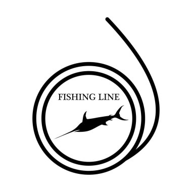 Balık tutma ipinin simgesi. Düzenlenebilir genişlikte kalın tasarım. Vektör İllüstrasyonu.