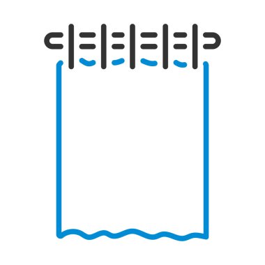 Banyo Perdesi Simgesi. Renk Doldurma Tasarımı ile Düzenlenebilir Kalın Tasarım. Vektör İllüstrasyonu.