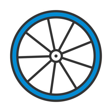 Bisiklet Tekerleği Simgesi. Renk Doldurma Tasarımı ile Düzenlenebilir Kalın Tasarım. Vektör İllüstrasyonu.