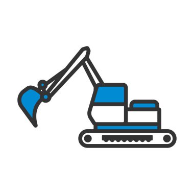 Icon Of Construction Excavator. Editable Bold Outline With Color Fill Design. Vector Illustration. clipart